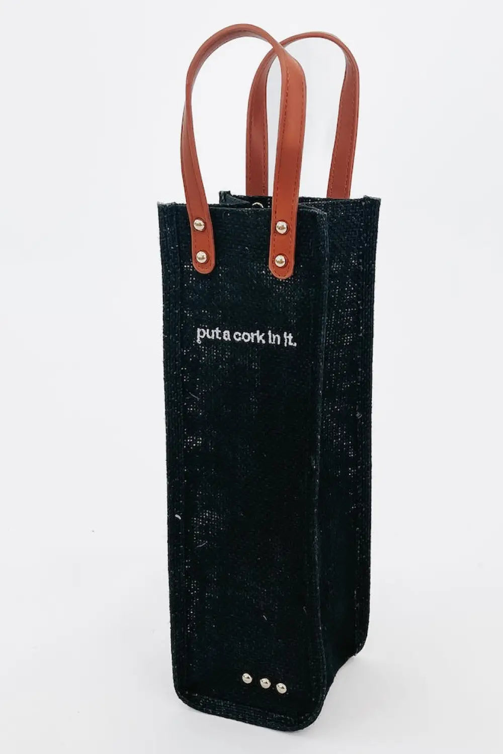 Gifted Canvas Reusable Wine Tote - Black / Put A Cork In It - Pouch