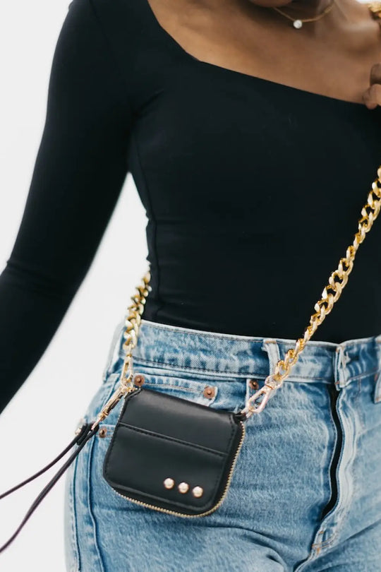 Winnie Wallet Chain Bag - Black Gold - Wallet