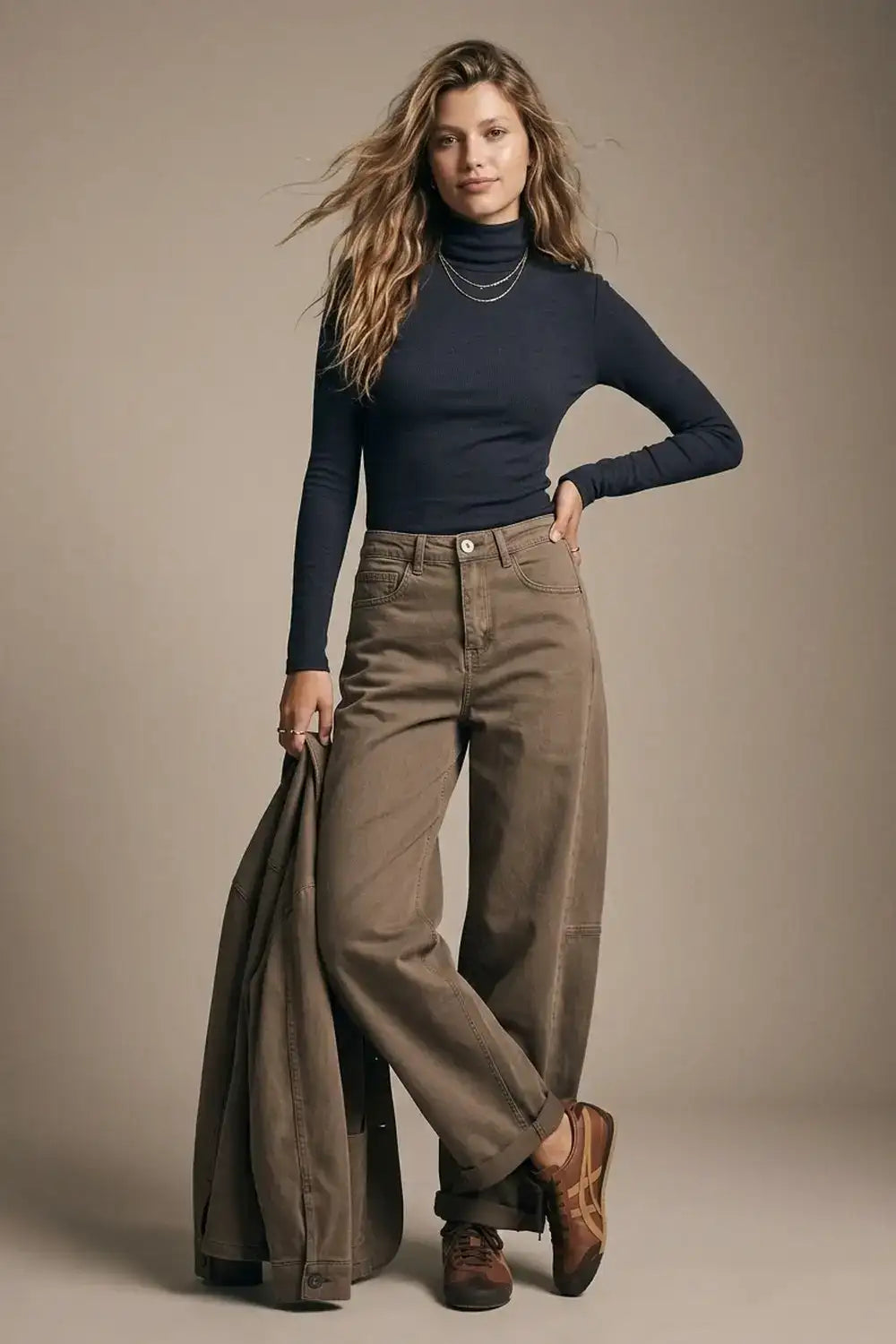 Fango Wide-Leg Pants in Barrel Style with side seam - Colored Jeans