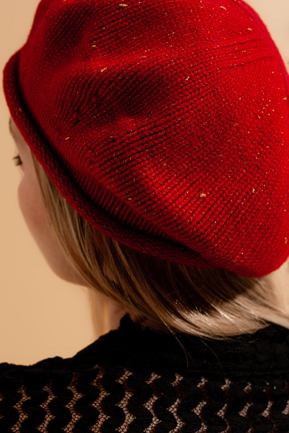 Wool beret in red