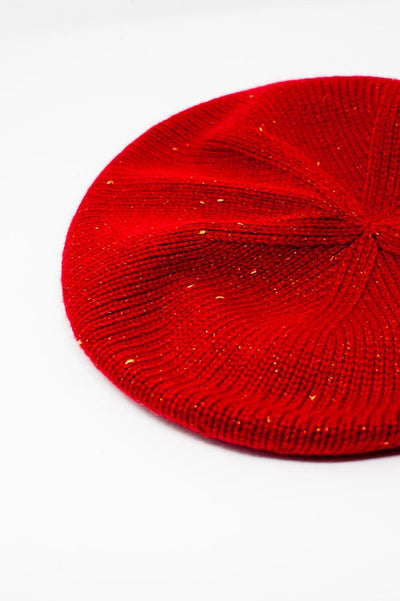 Wool beret in red