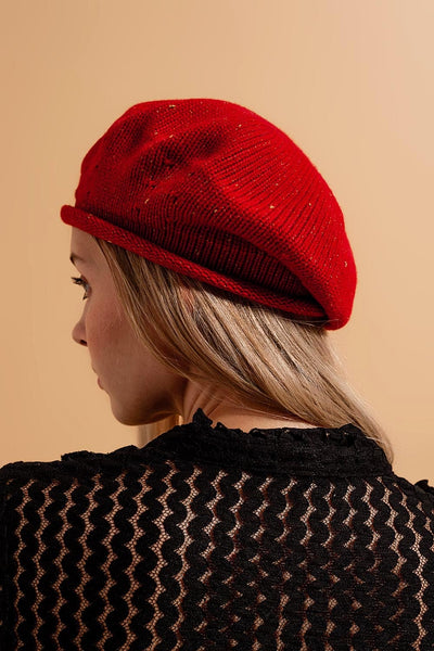 Wool beret in red