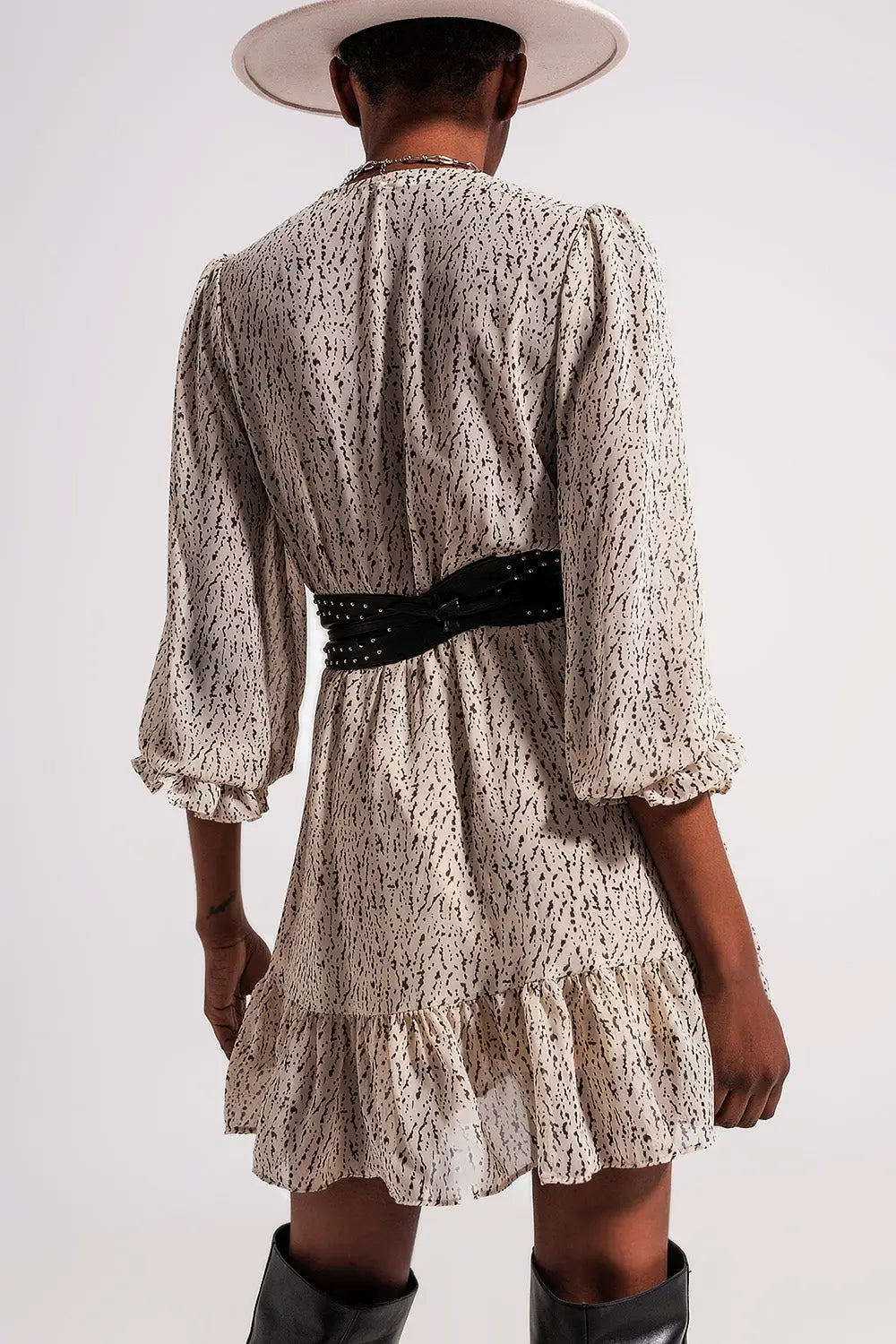 Wrap front frill hem mini dress in white - Dresses