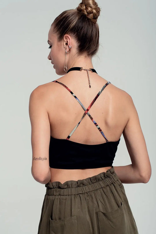 Wrap geo-tribal printed crop top in red - Shirts