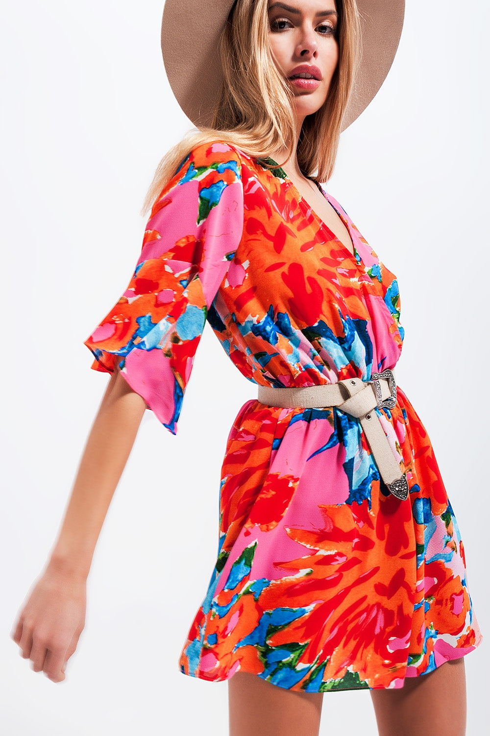 Wrap playsuit in floral