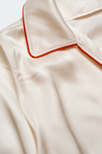 Wrap satin shirt in cream