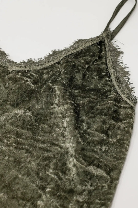 wrinkle velvet mini dress in khaki - One Size / Green - Dresses