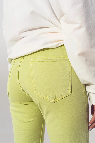 Wrinkled Skinny Jeans in Lime Green - Jeans
