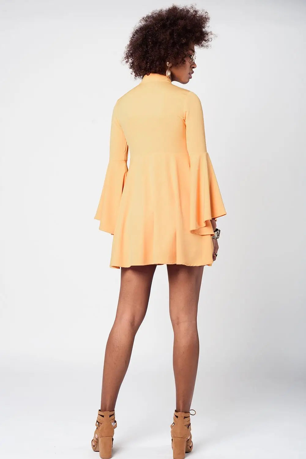 Yellow bell sleeve plunge dress - Dresses