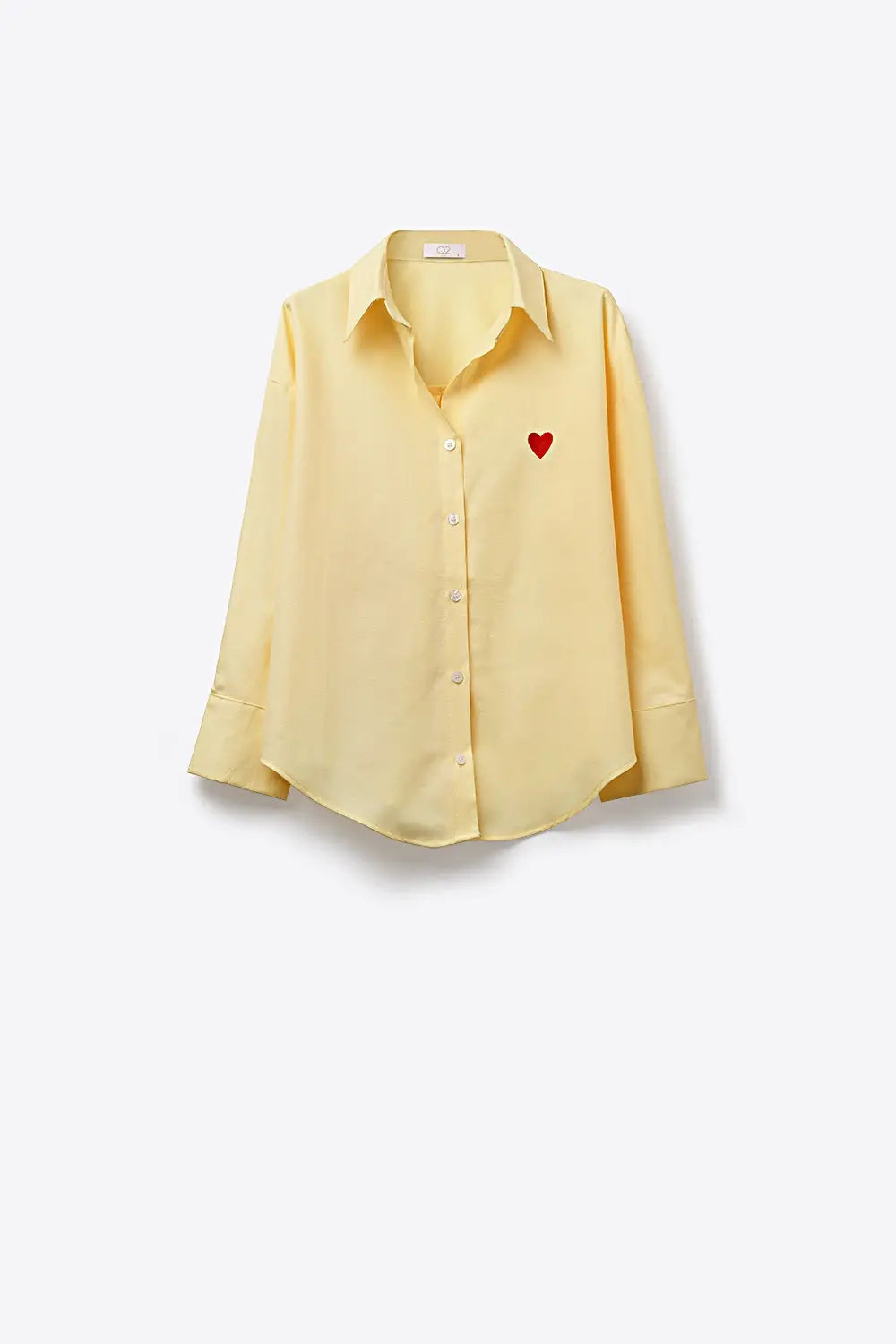 Q2 Yellow Button-Down Shirt with Heart Detail