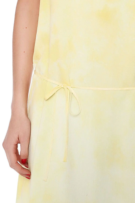 Yellow dress with low back and spaghetti strap - Dresses