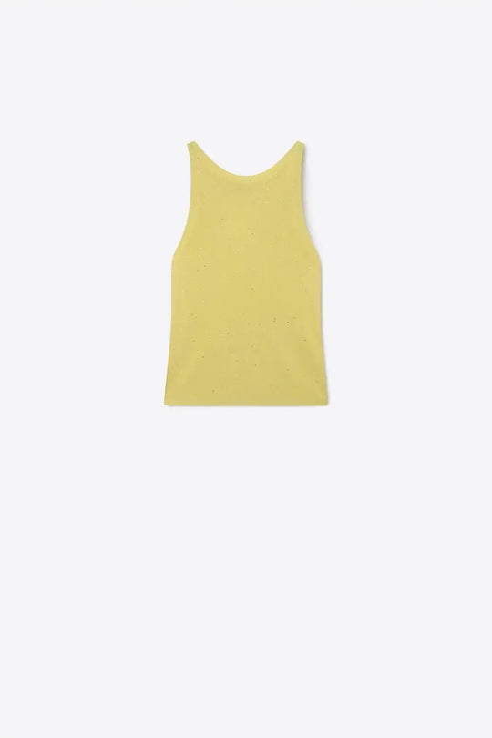 Q2 Yellow fine Knit Speckled Sleeveless Top