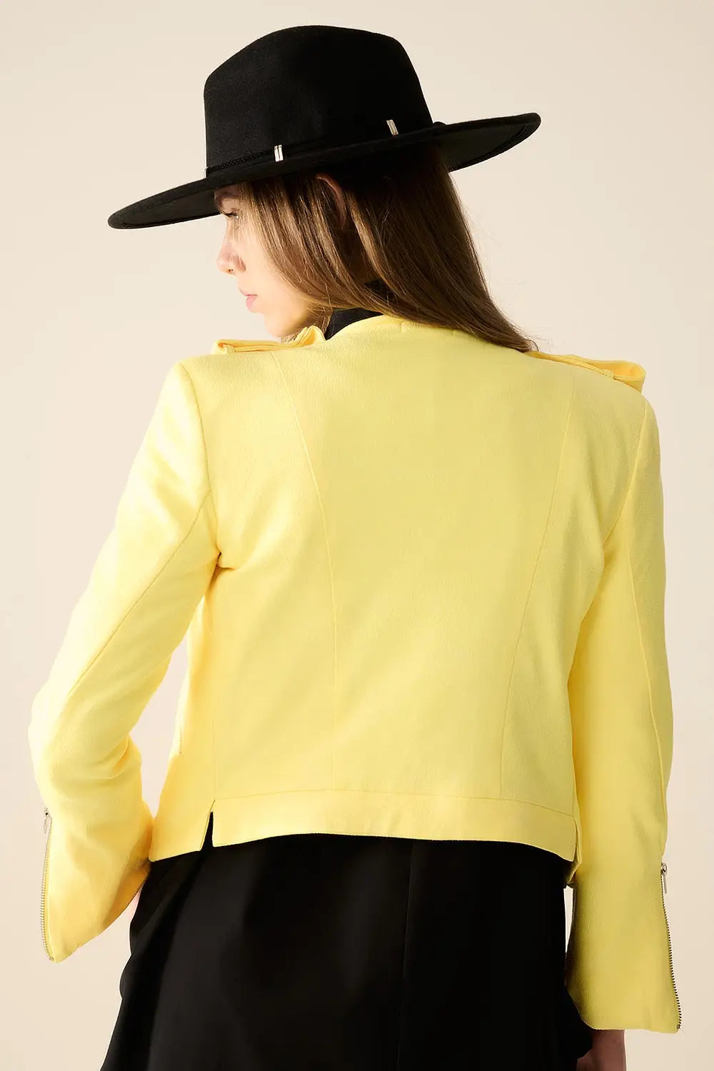 Yellow Jacket with Zipper Details - Coats and Jackets