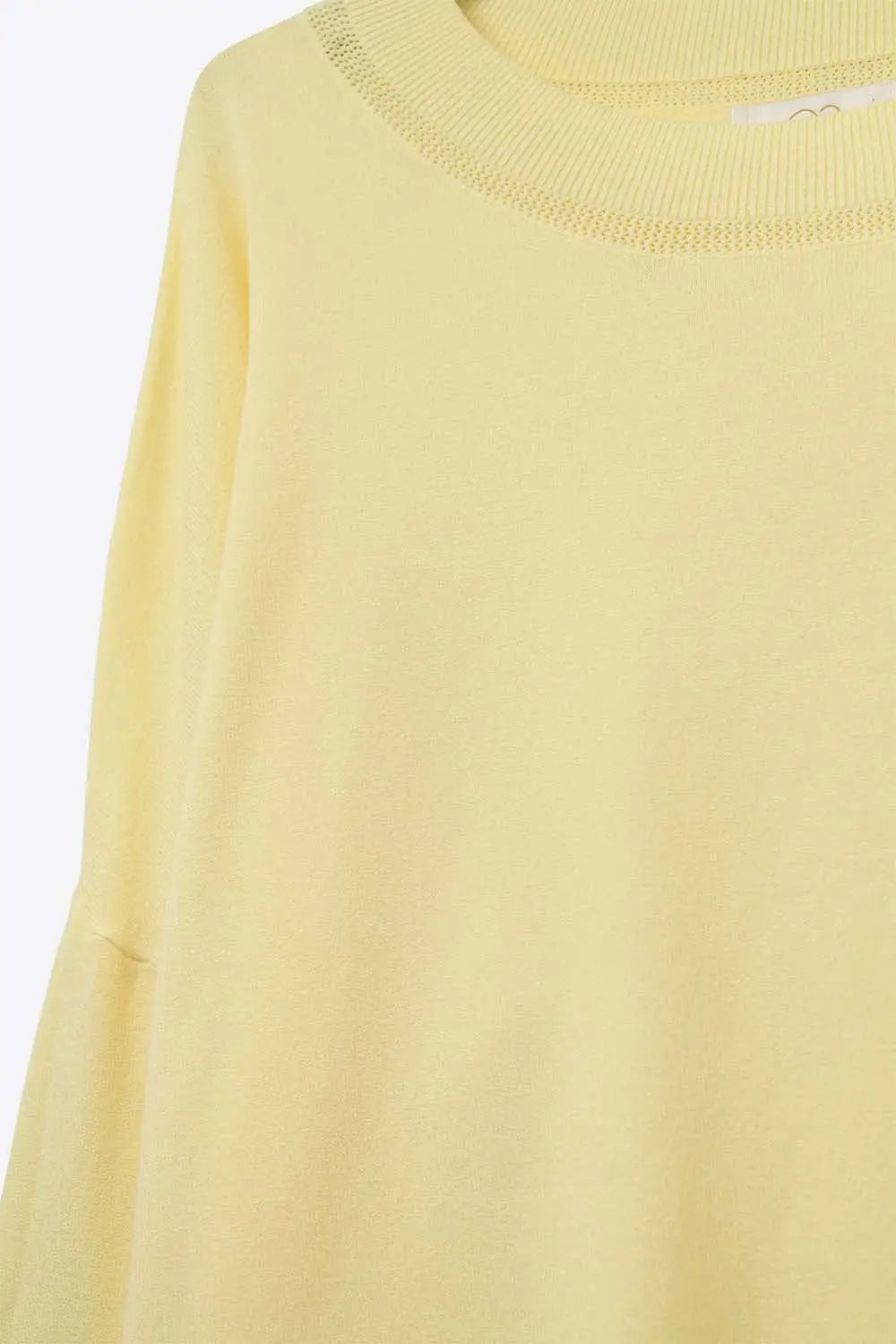 Yellow knit sweater with mesh collar detail - One Size / Yellow