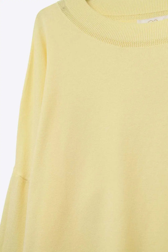 Yellow knit sweater with mesh collar detail - One Size / Yellow