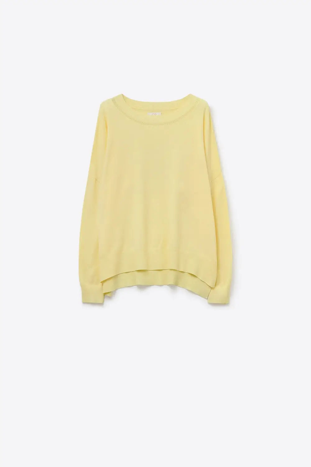 Q2 Yellow knit sweater with mesh collar detail