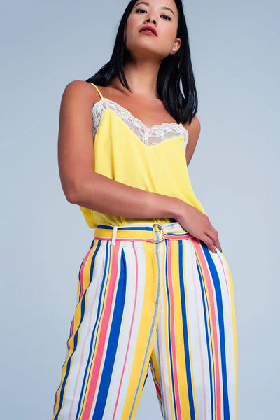 Yellow lace detail cami top - Shirts