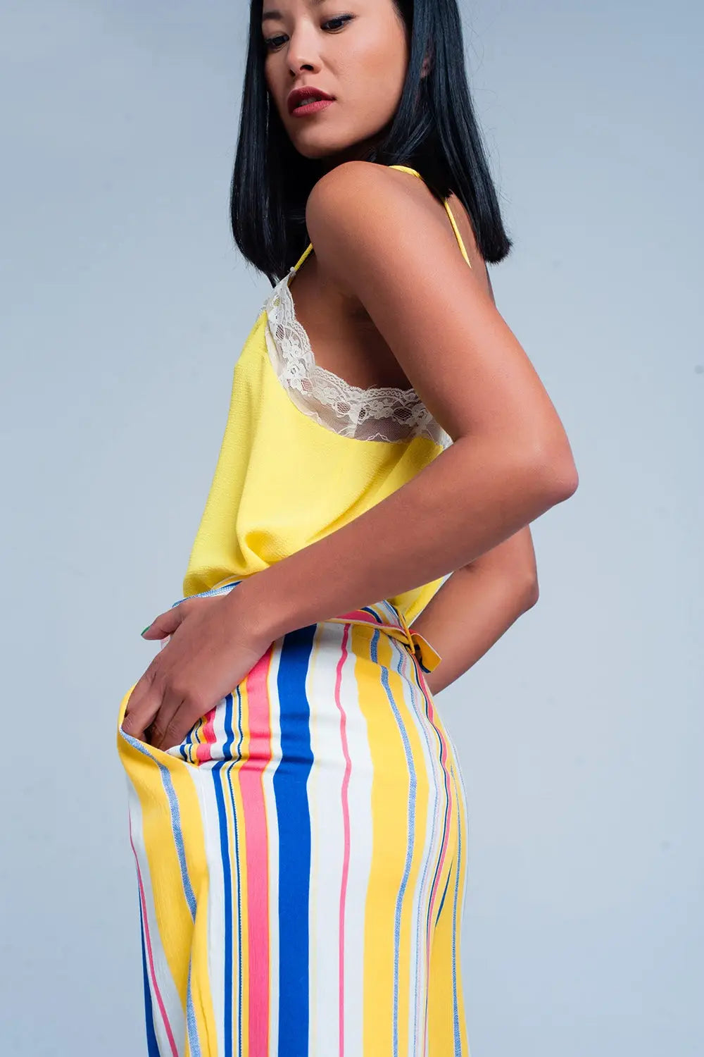 Yellow lace detail cami top - Shirts