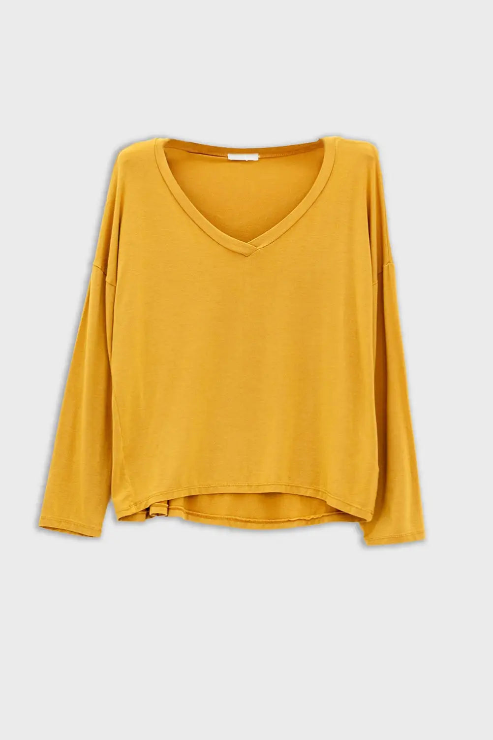Q2 Yellow long sleeve v neck top in modal