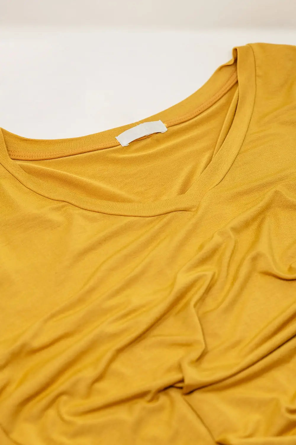Yellow long sleeve v neck top in modal - Shirts