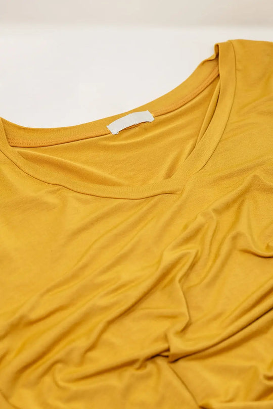 Yellow long sleeve v neck top in modal - Shirts