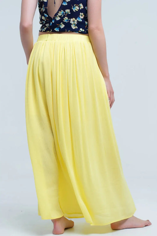 Yellow maxi skirt with pockets - Skirts