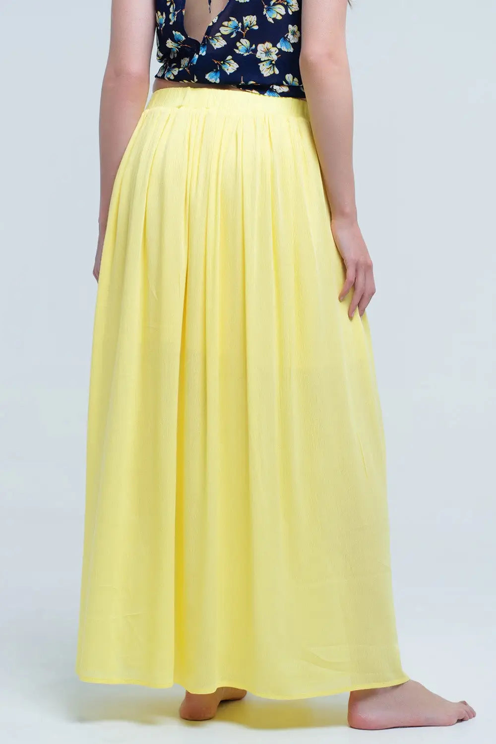 Yellow maxi skirt with pockets - Skirts