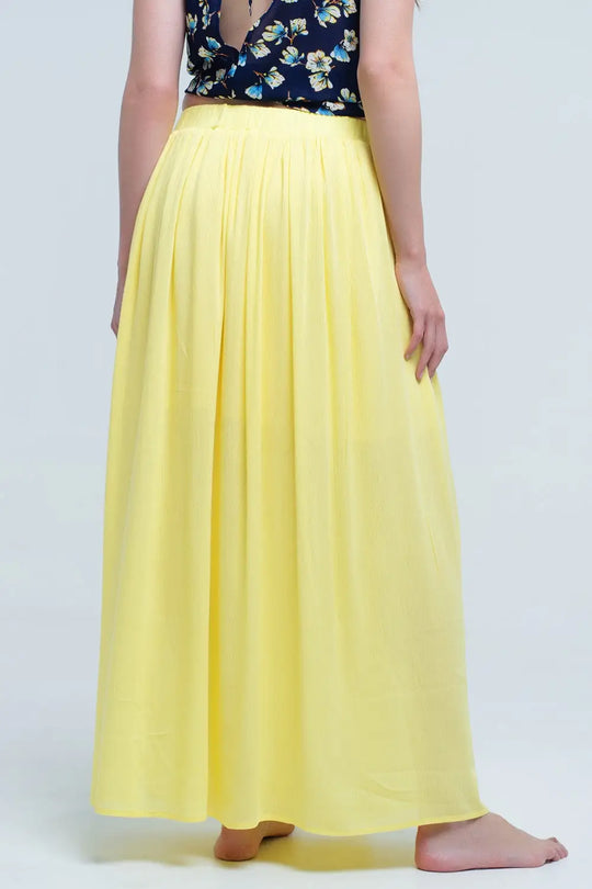 Yellow maxi skirt with pockets - Skirts