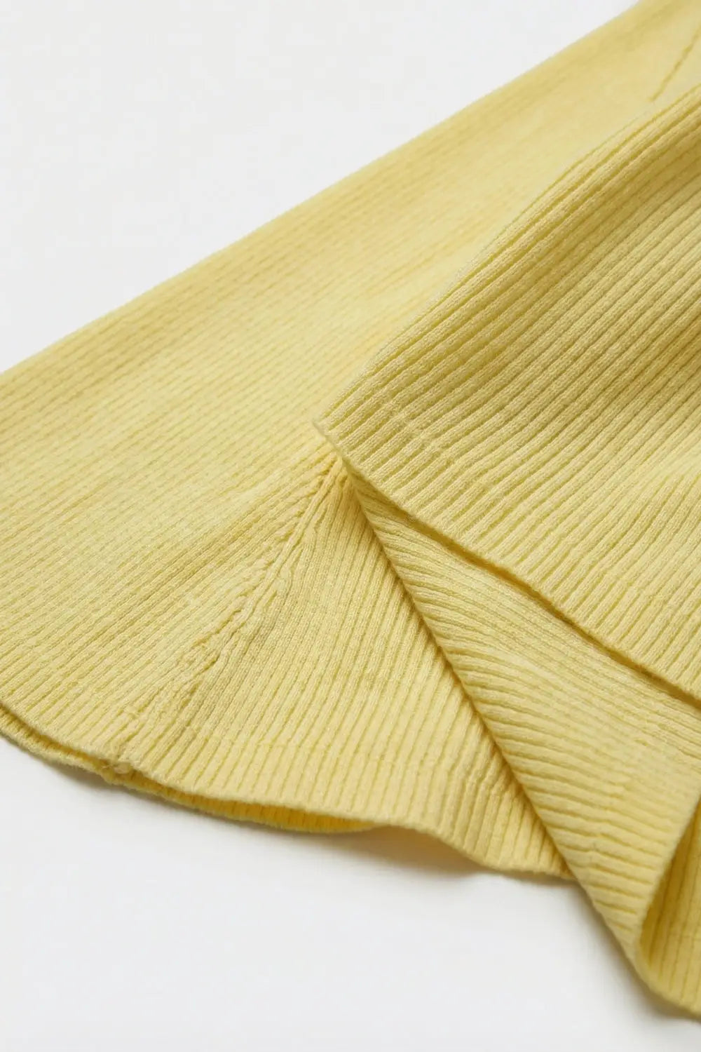 Yellow Ribbed Knit Sleeveless Fit and Flare Dress - Dresses