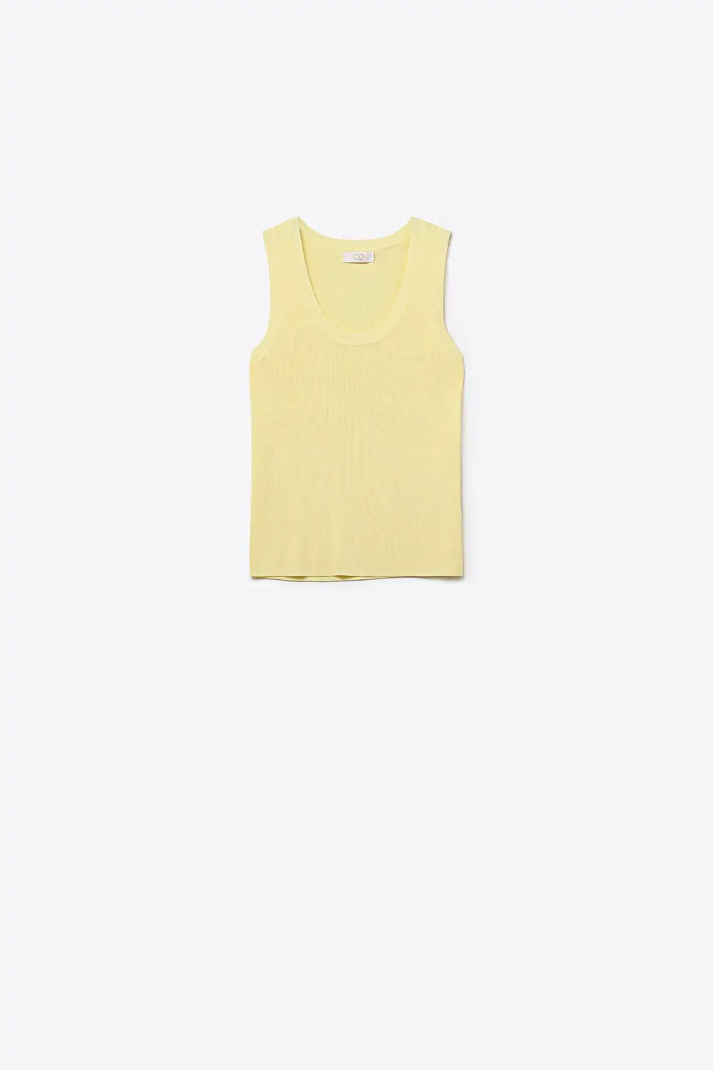 Q2 Yellow Ribbed Knit Sleeveless Tank Top with scoop neck