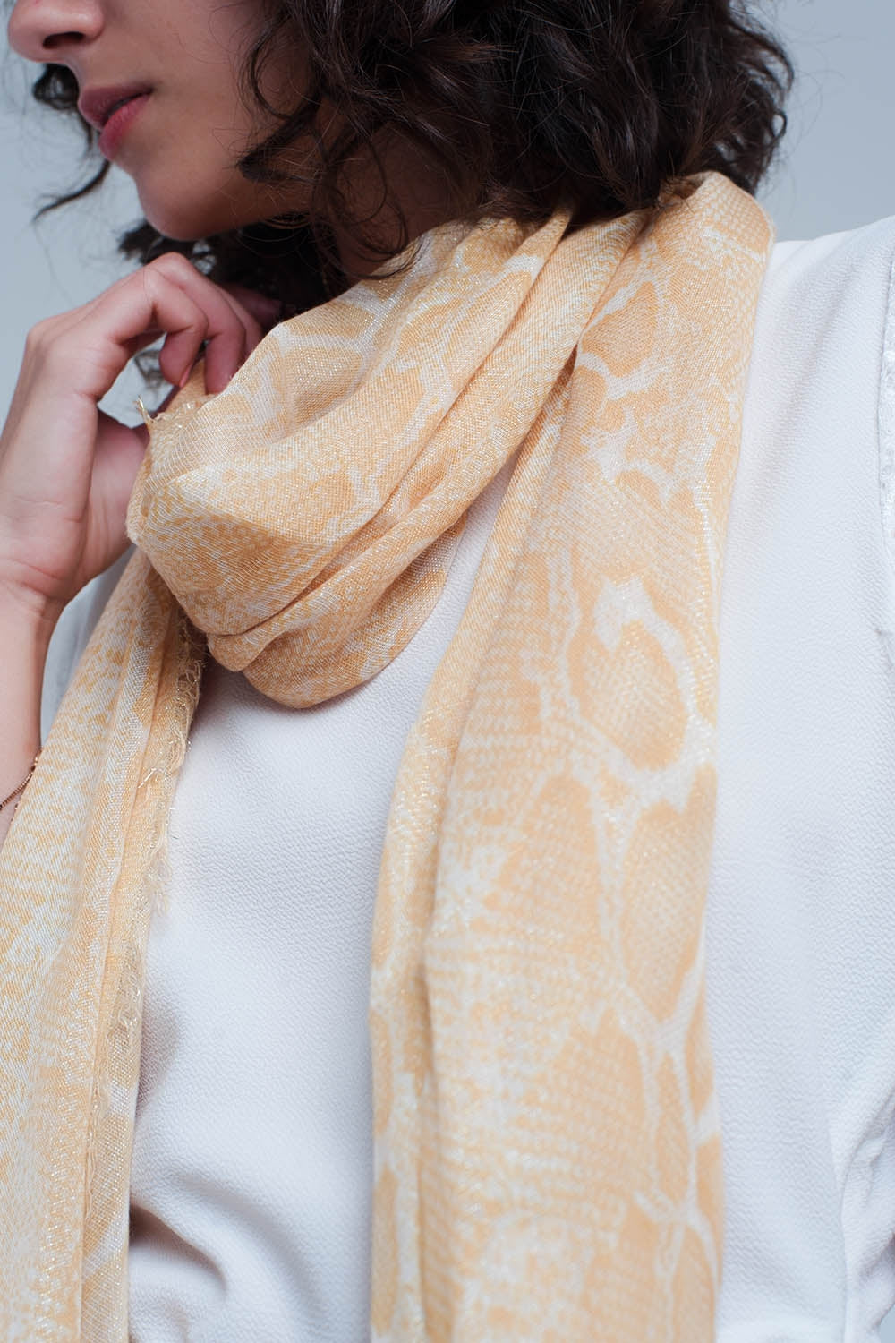 Yellow scarf with leopard print