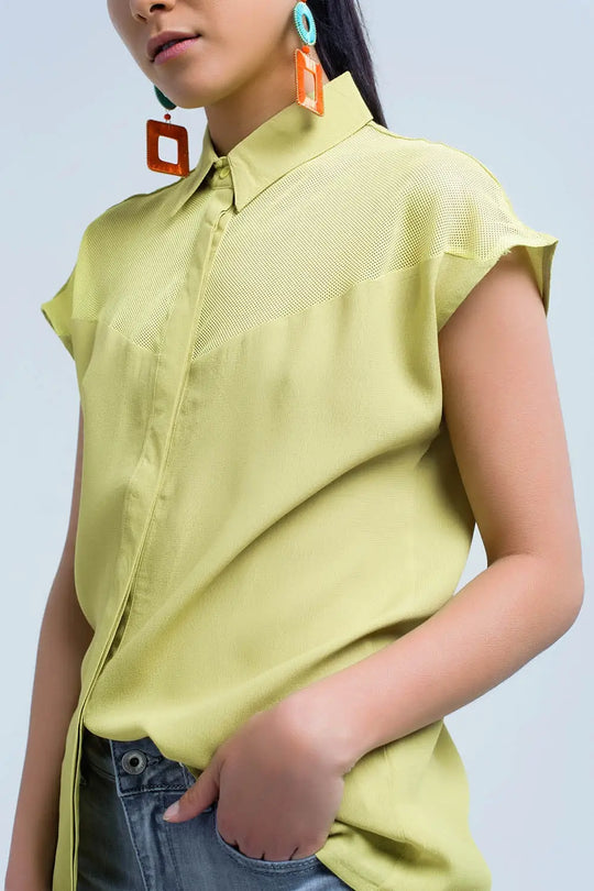 Yellow shirt with mesh detail - Shirts