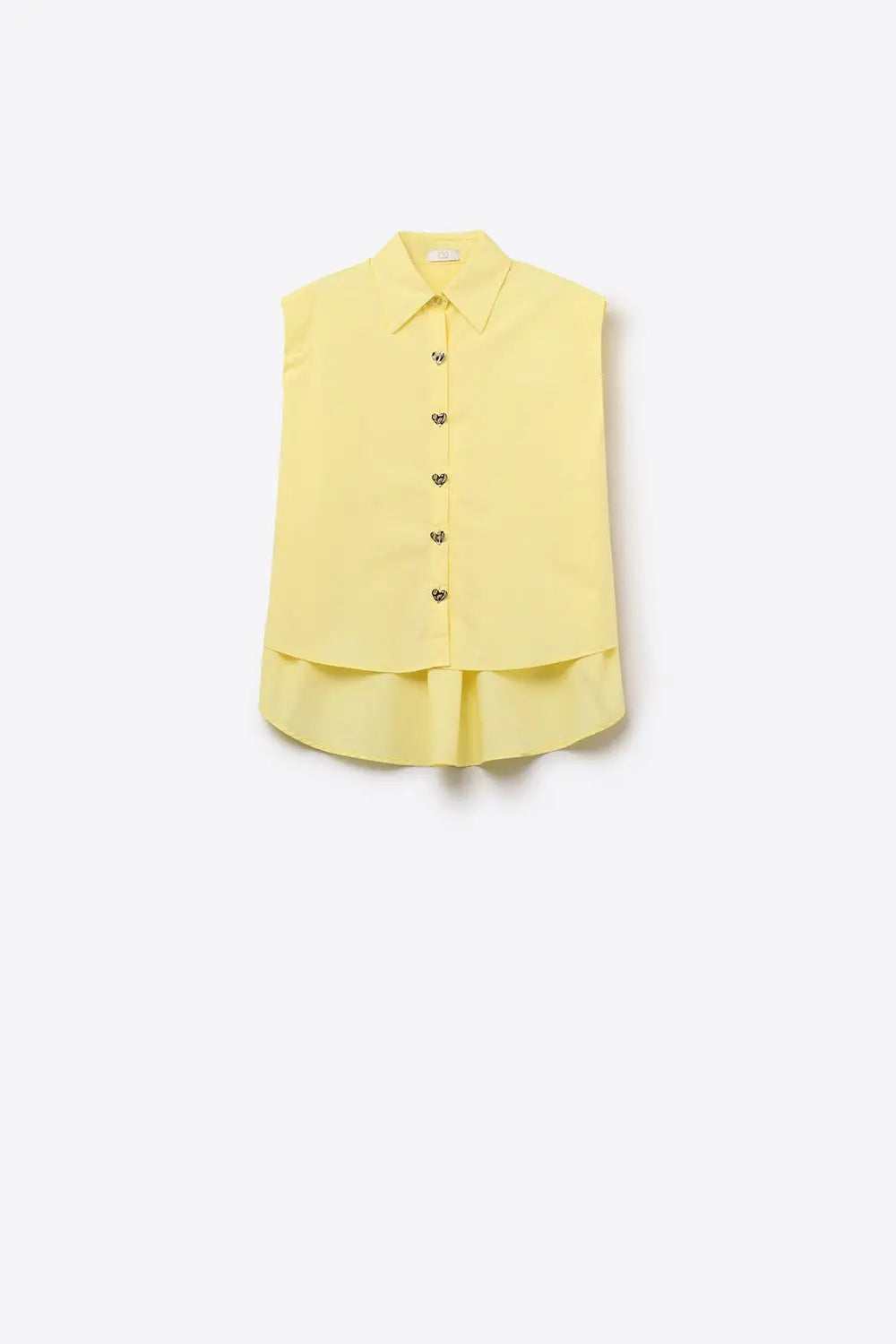 Yellow Sleeveless Blouse with Heart-shaped Buttons - Shirts