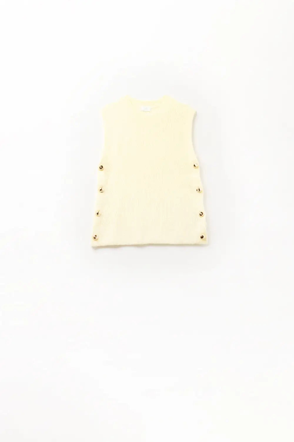Yellow sleeveless sweater with gold buttons on side - One Size / Yellow - Sweaters
