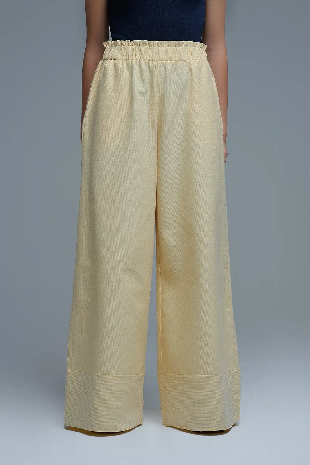 Q2 Yellow Striped Palazzo Pants with extra wide leg