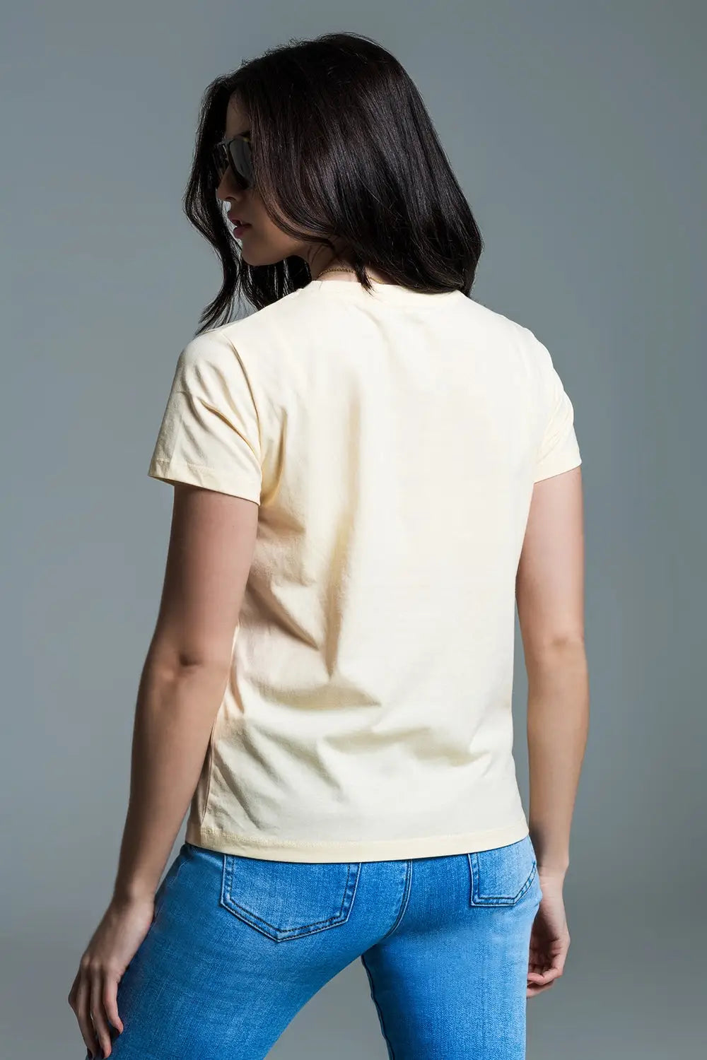 Yellow superstar printed t-shirt - Tops