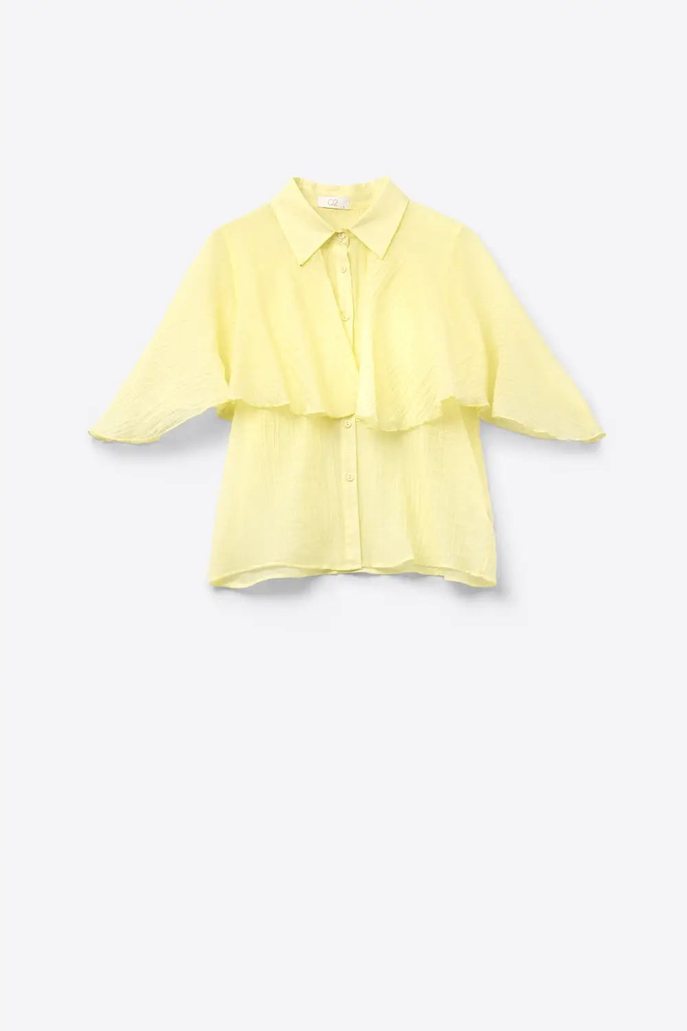 Q2 Yellow textured chiffon blouse with dropped sleeves
