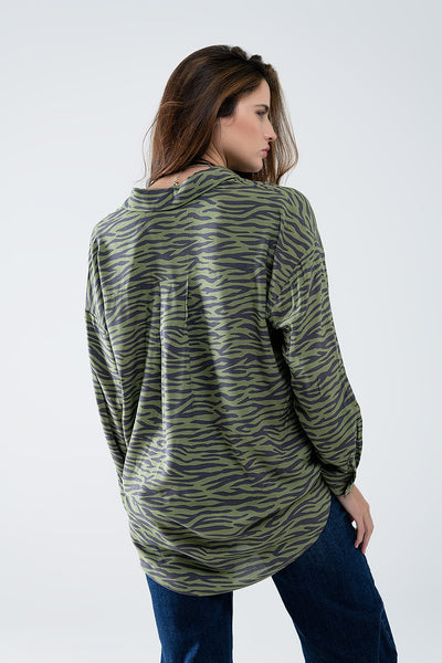 Zebra Printed  Shirt in Green