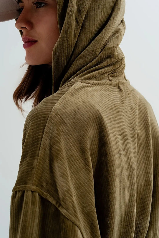 Zip through hoodie in green - Sweaters