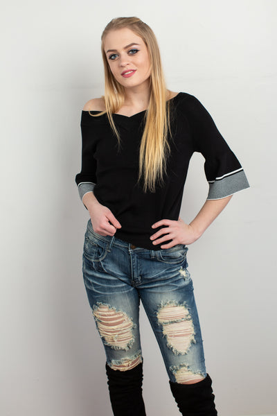 Vivian Sweater in Black - Melissa Jean Boutique