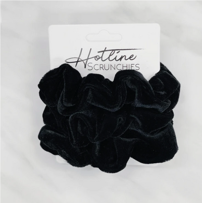 All Black Velvet Hair Scrunchies - Melissa Jean Boutique