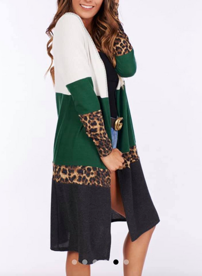 City Girl Leopard Color Block Cardigan