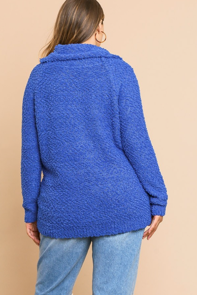 Cobalt Blue Cowl Neck Cozy Sweater *Plus Size