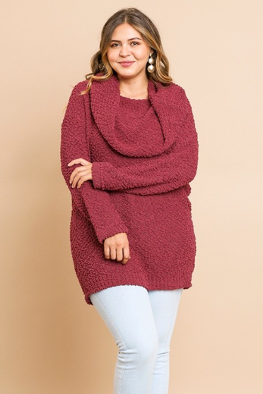 Marsala Cowl Neck Sweater *Plus Size