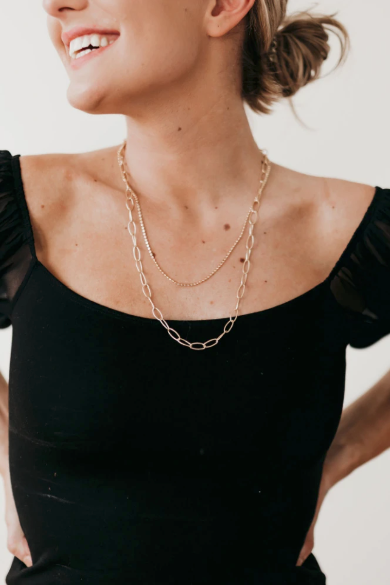 Charlotte Double SIlver Chain Necklace