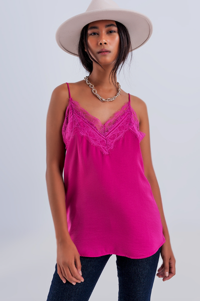 Lacey Fucsia Pink V-Neck Cami