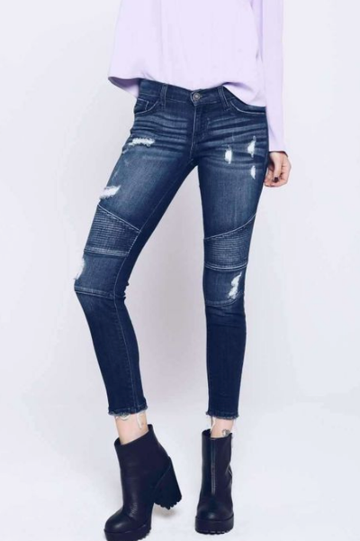 Moto Ankle Skinny Jeans - Melissa Jean Boutique