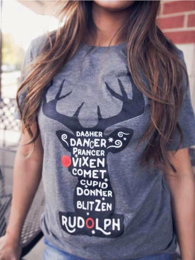Rudolph & Friends Gray T-Shirt - Melissa Jean Boutique
