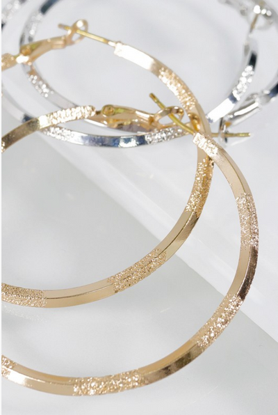 Textured Metal Hoop Earrings *In Silver or Gold - Melissa Jean Boutique