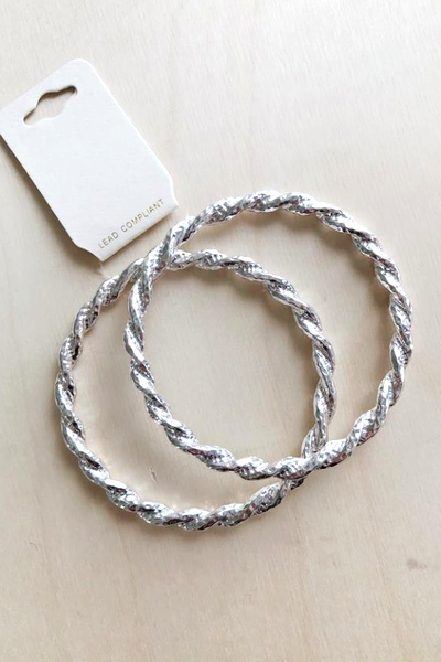 Silver Twist Bangle Bracelet - Melissa Jean Boutique